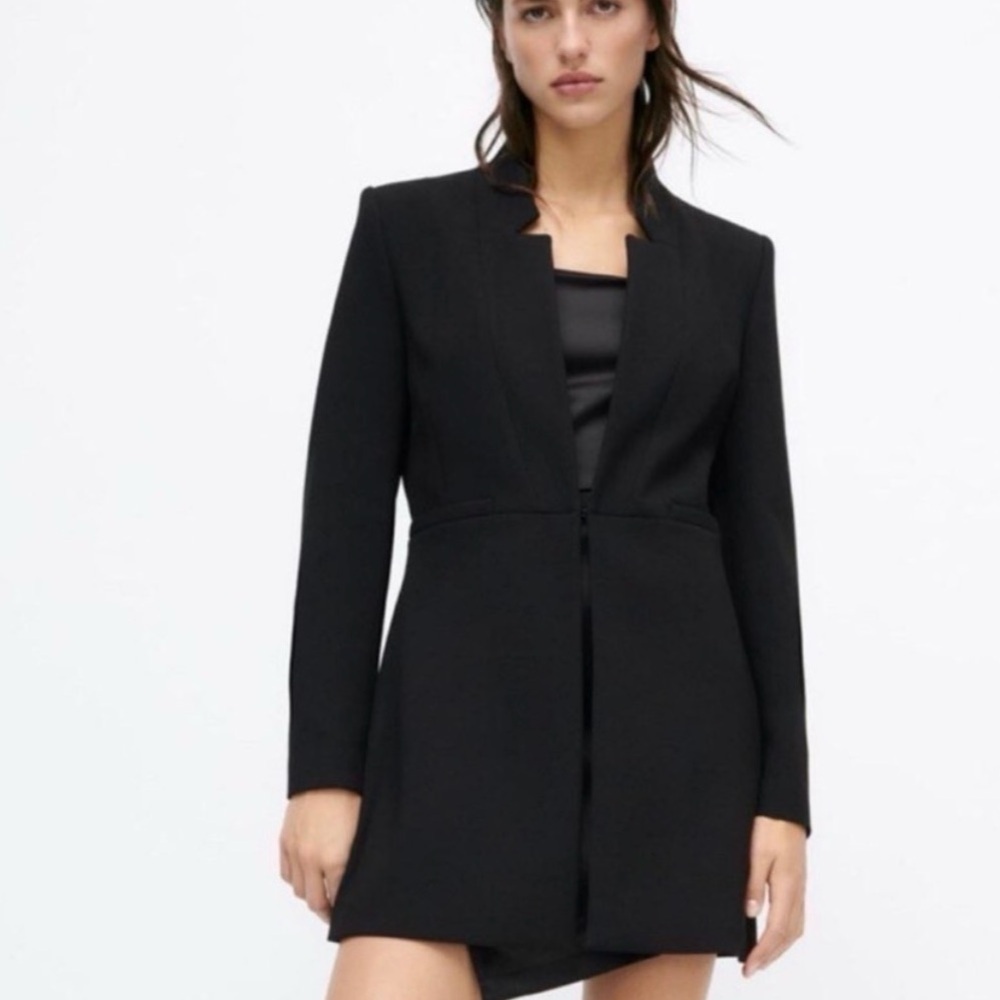 Zara Inverted Lap Long Line Blazer Jacket